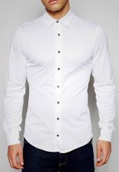 CLEARANCE SALE OF WHITE SLIM FIT CASUAL SHIRT WITH